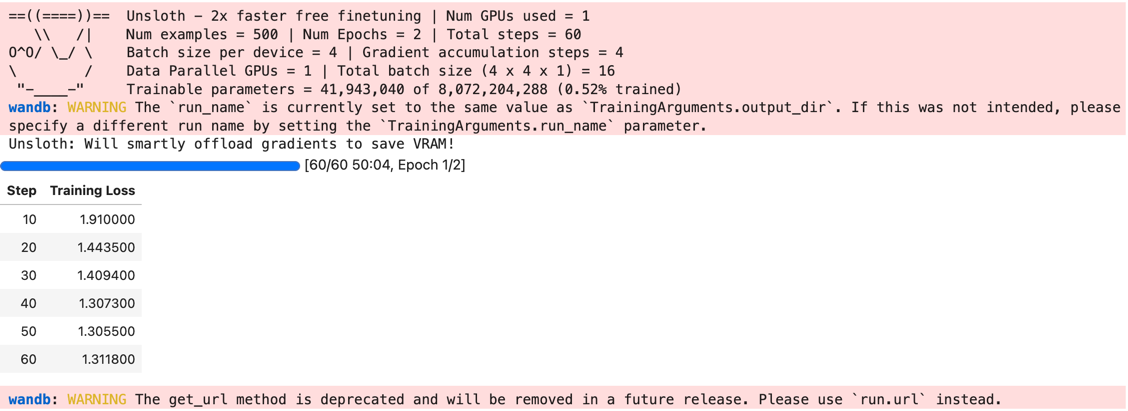 微调过程输出示例